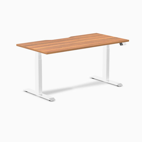 Desky Dual Scalloped Melamine Sit Stand Desk - Prime Oak / 1500x750mm / White