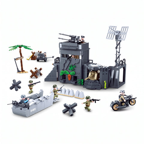 Sluban B0861 Model Kit WWII Atlantic Wall Coastal Bunker Defense Normandy DDay Military Base Outpost Army DIY Set Toy