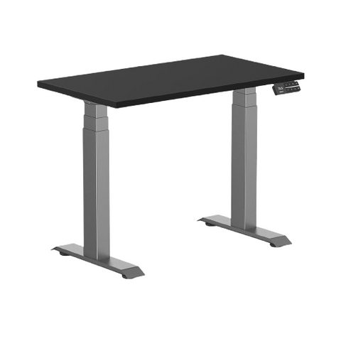 Desky Dual Mini Sit Stand Desk 900 x 500 Black Desktop and Space Grey Frame