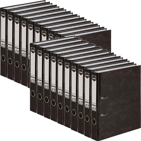 Marbig Half Lever Arch File Folder Reinforced Spine A4 50mm (Black) [20 Pack]