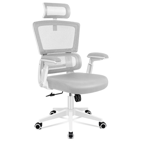 ALFORDSON Mesh Office Chair Executive Seat Tilt Study Computer (White Grey)