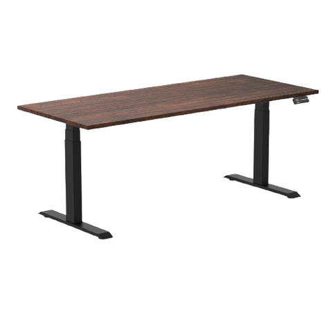 Desky Dual Softwood Sit Stand Desk 180cm American Rustic Pine Desktop and Matte Black Frame