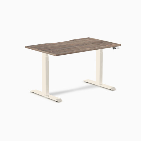 Desky Dual Scalloped Melamine Sit Stand Desk - Natural Walnut / 1200x750mm / Wheat