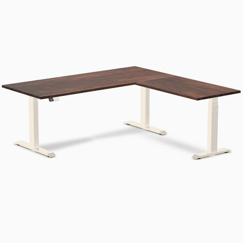 Desky Bamboo L-Shape Sit Stand Desk - 180 x 175 cm American Rustic Pine Top and Wheat Leg
