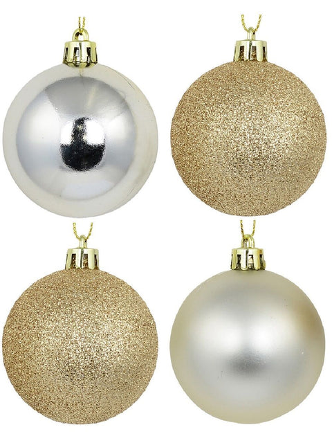 Christmas Warehouse - DECR6171 12x Timeless Champagne Essential Mixed Finish Baubles | 60mm Champagne