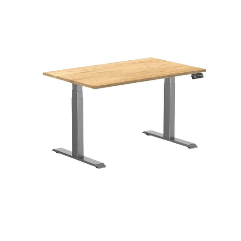 Desky Dual Hardwood Sit Stand Desk 120cm (White Oak Desktop/Space Grey Frame)