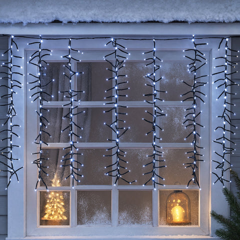 Lexi Lighting Waterfall Cluster Icicle Christmas Lights White