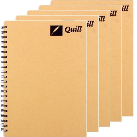 Quill A4 Hard Cover Spiral Notebook 5pack