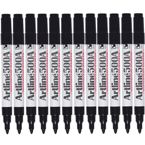 Artline 500A Whiteboard Marker 2mm Bullet (Black) [Box 12]