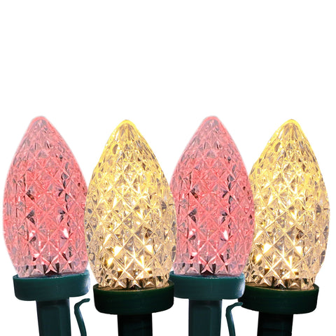 Lexi C9 50-LED Pinecone String Lights Red + Warm White