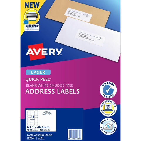 Avery 959002 L7161 Quick Peel Address Labels (100 Pack)