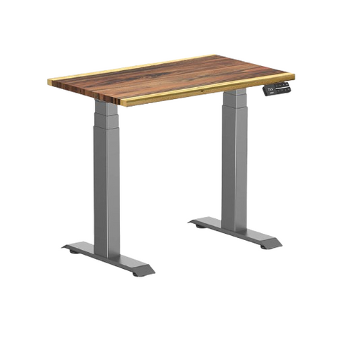 Desky Dual Mini Hardwood Sit Stand Desk 80cm Saman Desktop and Space Grey Frame