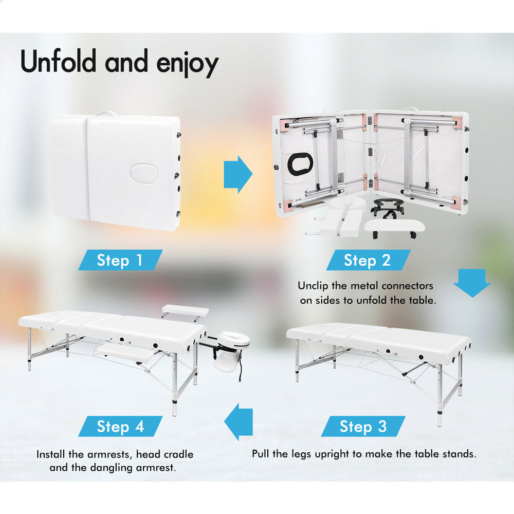 Space Frame Structure Cars ALFORDSON Massage Table 3 Fold 75cm Foldable Portable Aluminium Lift Up ...