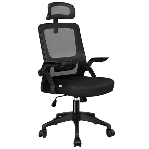 ALFORDSON Mesh Office Chair Fabric Seat Tilt (Black)