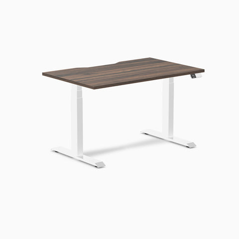 Desky Dual Scalloped Melamine Sit Stand Desk 1200x750mm (Jarrah Legno/White)