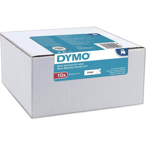 Dymo 45013 D1 Labelling Tape 12mmx7m Value Pack (Black On White) [Box 10]