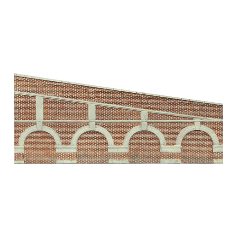 Hornby Mid Stepped Arched Retaining Walls X2 Red Brick