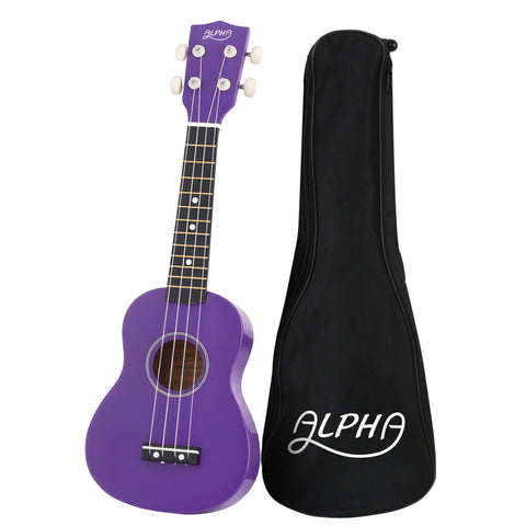 Alpha 21" Ukulele Soprano Beginner Acoustic Small Guitar Kids Strings Purple