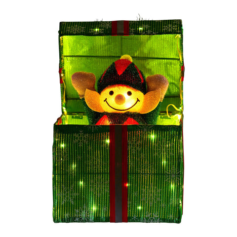 Christabelle Animated Elf Gift Box LED Ornament