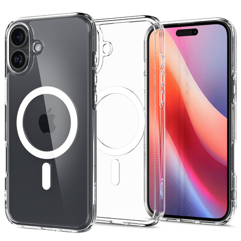 Spigen Apple iPhone 16 Ultra Hybrid (MagFit) Case (Clear Case / White Ring)