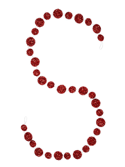 Christmas Warehouse - GARL2602 1.8m Metallic Red Whimsical Essential Multi Size Bauble Garland Red