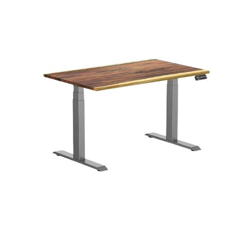 Desky Dual Hardwood Sit Stand Desk 120cm Saman Desktop and Space Grey Frame