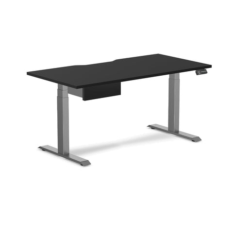 Desky Dual Scalloped Melamine Standing Desk With Drawer - Black / 1500x750mm / Space Grey