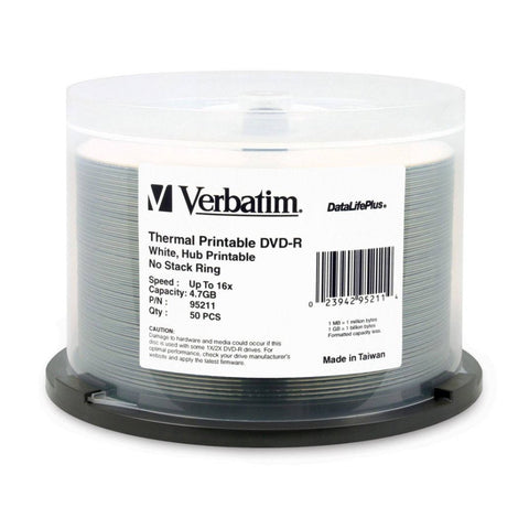 VERBATIM DVD-R White Wide Thermal 16x Speed Blank Discs 4.7GB 50pc