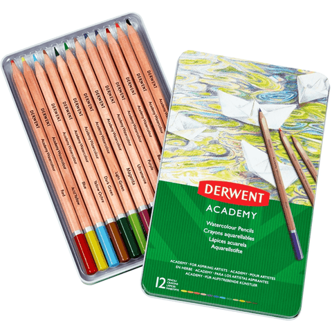 Derwent Academy Watercolour Pencils Tin [12 Set]