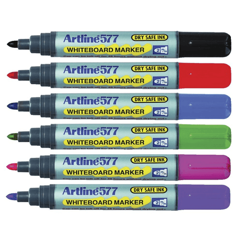 Artline 577 Whiteboard Marker 2mm Bullet (Assorted) [Wallet 6]