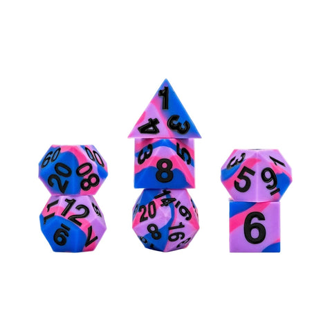 Fanroll By Metallic Dice Games MDG 16mm Pride Sharp Edge Silicone Rubber Poly Dice Set - Bisexual