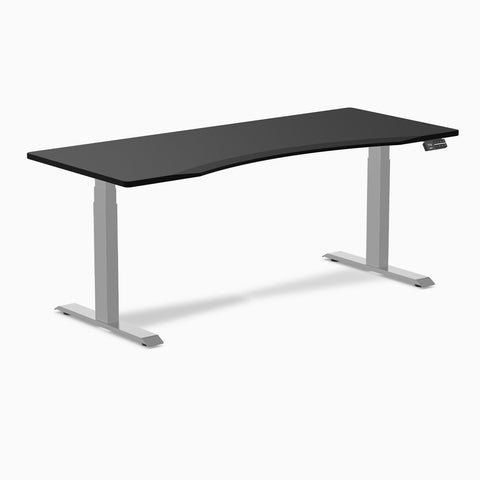 Desky Dual Ergo Edge Sit Stand Desk 180cm Black Desktop and Grey Frame