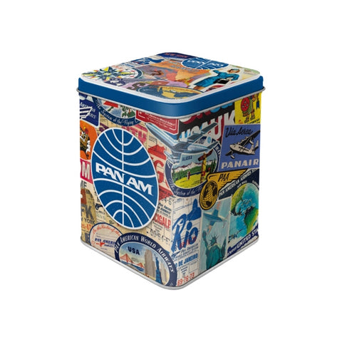 Nostalgic-Art Tea Storage Tin Pan Am Travel Collage 7.5x7.5x9.5cm