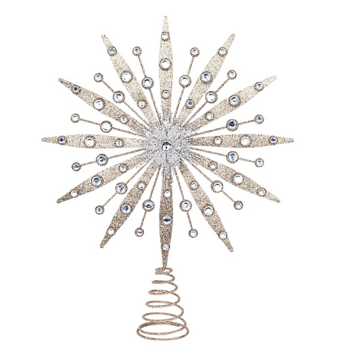 Large Rose Gold & Silver Glitter Supernova Tree Topper 42cm