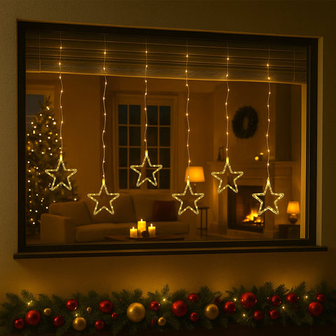 Lexi Lighting  Waterfall Curtain with Stars Christmas Lights 200cm Warm White