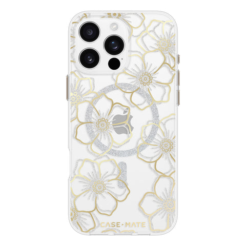 CASE MATE Floral Gems MagSafe Case for iPhone 16 Pro Max (Gold)