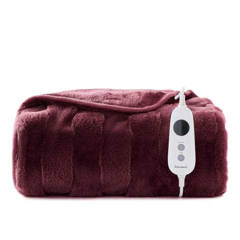 Dreamaker Faux Fur Electric Heated Throw - Cherry