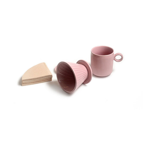 Coffee Culture 320ml Ceramic Coffee Pour Over Mug/Dripper with Filter Set (Pink)