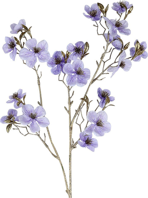 Christmas Warehouse - STEM2407 Violet Double Flowering Plum Inspired Long Christmas Stem | 68cm Violet with Gold