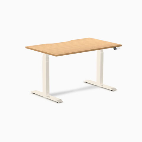 Desky Dual Scalloped Melamine Sit Stand Desk - Select Beech / 1200x750mm / Wheat