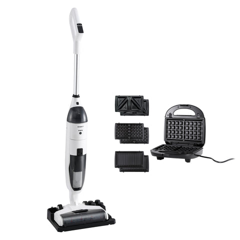 Devanti Cordless Wet Dry Vacuum Mop plus 3-in-1 Sandwich Waffle Maker