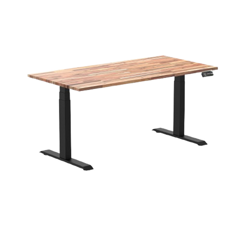 Desky Dual Hardwood Sit Stand Desk 150cm Acacia Desktop and Grey Frame