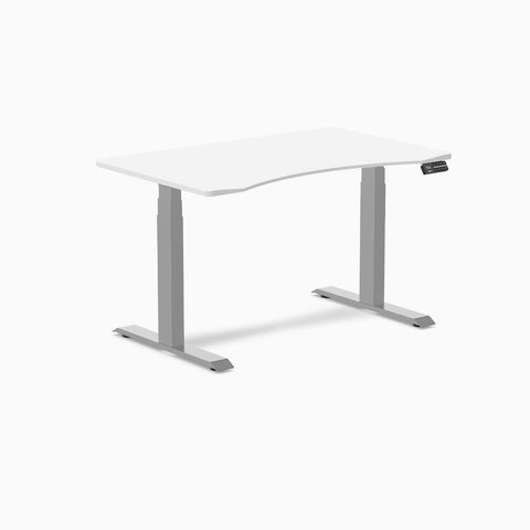 Desky Dual Ergo Edge Sit Stand Desk 120cm White Desktop and Grey Frame