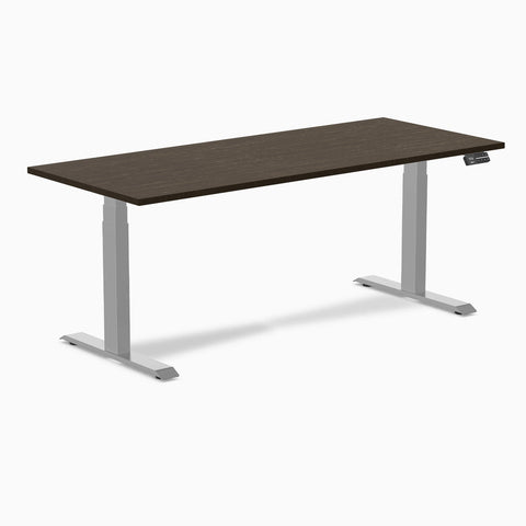Desky Dual Bamboo Sit Stand Desk 120cm Dark Bamboo Desktop and Grey Frame