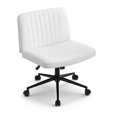 Artiss Criss Cross Fabric Office Chair with Wheels (White)