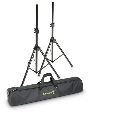 Gravity SS5211BSET1 Aluminium Stand Tripod with Carrying Bag For Speaker 2pc (Black)