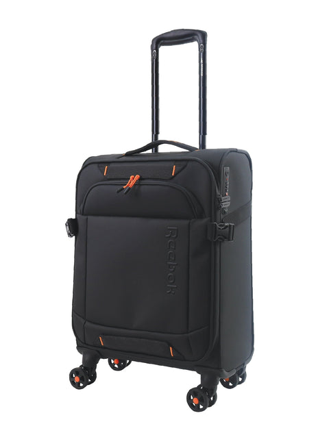 Reebok Pro Cabin Leather Film Soft Shell Suitcase Travel Lauggage 54cm Black