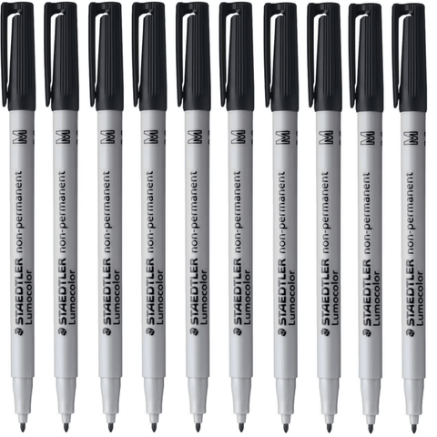 Staedtler 315 Lumocolour Non-Permanent Marker Pen Black (Medium) [Box 10]
