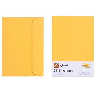 Quill C6 Coloured Envelopes Pack 25 (Sunshine)