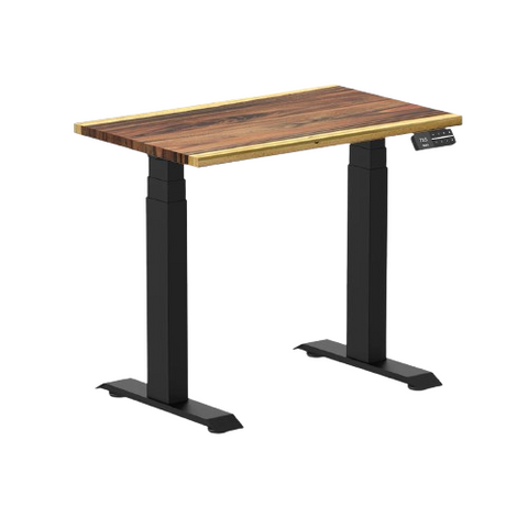 Desky Dual Mini Hardwood Sit Stand Desk 80cm Saman Desktop and Matte Black Frame